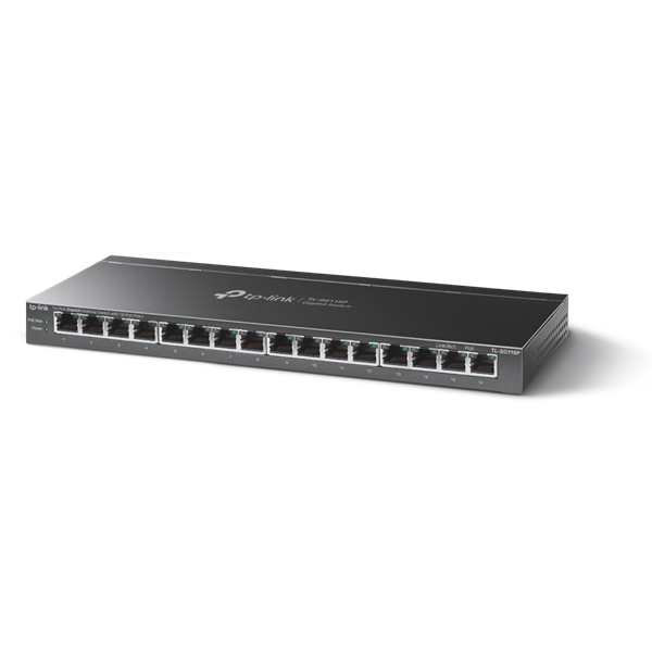 Коммутатор TP-Link TL-SG116P, 16×1GbE PoE+, 120Вт