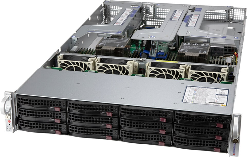 Шасси серверное Supermicro Super Server 2U 620U-TNR noCPU(2)Scalable/TDP 270W/no DIMM(32)/ SATARAID HDD(12)LFF/4x 10GbE 2x10GbE SFP+/2x1200W (б/у, нерабочая мат плата)