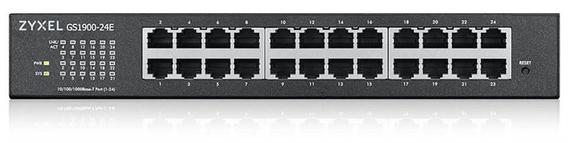 Коммутатор/ ZYXEL GS1900-24E, Smart L2 switch rack 19 ", 24xGE, desktop, silent