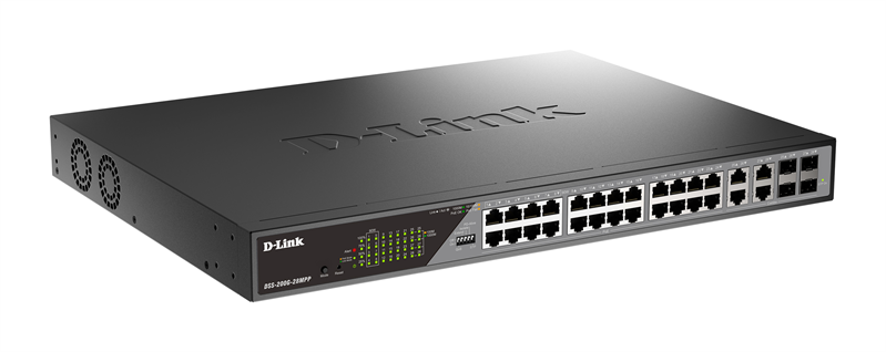 Коммутатор D-Link Настраиваемый L2 PoE-коммутатор, 24x1000Base-T PoE (8 портов 802.3bt 90 Вт), 4xCombo 1000Base-T PoE/SFP, PoE-бюджет 518 Вт, дальность PoE до 250 м