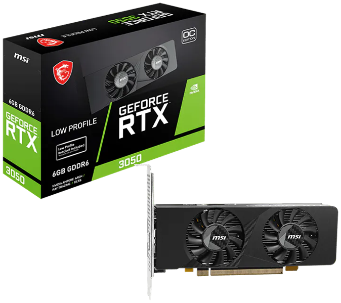 Видеокарта MSI RTX 3050 LP E 6G OC//RTX 3050, HDMI*2, DP, 6G, D6