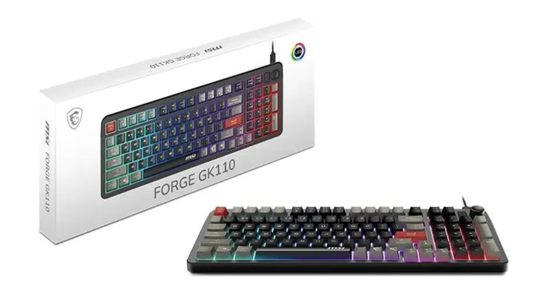 клавиатура Keyboard MSI FORGE GK110, Wired, membrane Keyboard, multi-colour LED backlighting, 26 Key Anti-ghosting Capability, Black