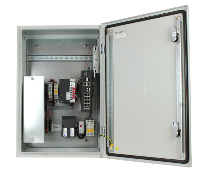 Уличный коммутатор OSNOVO OS-46TB1(SW-80822/ILR) Уличный управляемый (L2+) коммутатор на 12 портов с термостабилизацией и резервным питанием на базе уличной станции OSNOVO OS-46TB1. Порты: 2xGE (10/100/1000Base-T) с PoE