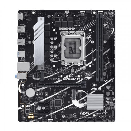 Материнская плата ASUS PRIME B760M-R D4, LGA1700, B760, 2*DDR4, 4*SATA, 2*M.2, 4*USB 3.2, 4*USB 2.0, 1*PCIx16, 2*PCIx1, HDMI, mATX; 90MB1HA0-M0EAY0
