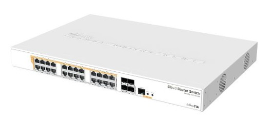 Коммутатор MikroTik Cloud Router Switch 328-24P-4S+RM with 800 MHz CPU, 512MB RAM, 24xGigabit LAN (all PoE-out), 4xSFP+ cages, RouterOS L5 or SwitchOS (dual boot), 1U  (деформация корпуса, нарушение геометрии.)
