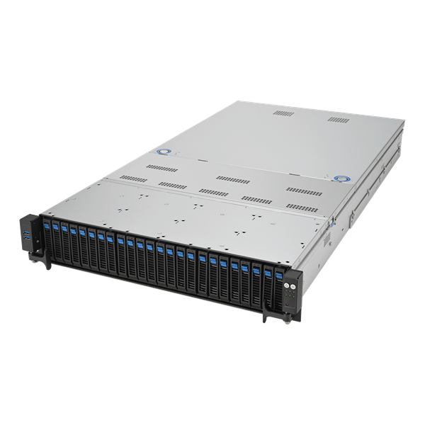 Сервер ASUS RS720-E11-RS24U 2U, 2xLGA4677, 32 DIMM DDR5, 24x 2.5"(12x NVMe+12x NVMe/SATA/SAS* hs), 2 x M.2 slot 2280, 2x10Gbe RJ45, 1 dual-slot GPU, 4 slots PCIe 5.0, 1x OCP 3.0, 2x2600W
