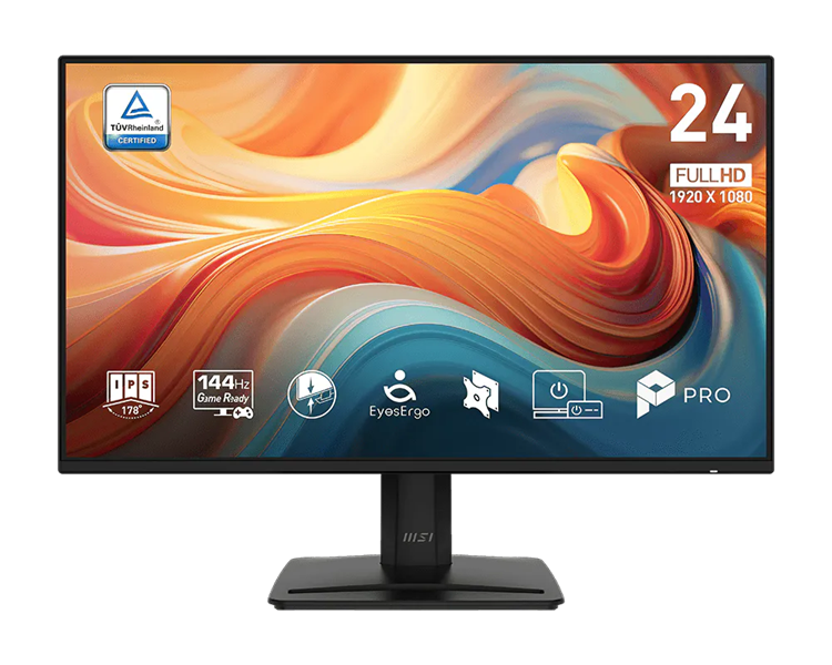 Монитор MSI PRO MP242 E14A 23.8" 16:9 FHD(1920x1080) IPS Flat,4ms(GTG),1500:1,100M:1,300nits,HDMI,DP,VGA(D-Sub),Speaker,Tilt,,VESA,144Hz,Black,1y war-ty