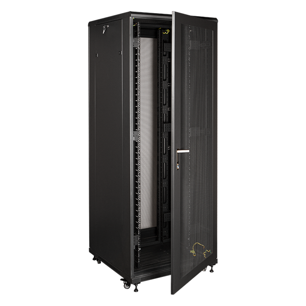 Шкаф серверный Lanmaster Business (TWT-CBB-42U-8X12-P1) напольный 42U 800x1200мм пер.дв.перфор. задн.дв.перфор. 2 бок.пан. 800кг черный IP20