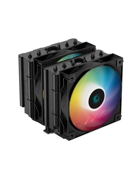 Кулер для процессора DEEPCOOL AG620 BK ARGB LGA20XX/1700/1200/115X/AM5/AM4 (9шт/кор, TDP 260W, PWM, ARGB DUAL Fan 120mm, 6 тепл. трубок, черный) RET (R-AG620-BKANMN-G-2)