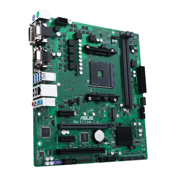 Материнская плата ASUS PRO A520M-C II/CSM, Socket AM5, A520, 2*DDR4,  DP+DVI-D+VGA+HDMI, 4xSATA3, Audio, Gb LAN, USB 3.2, USB 2.0, COM port, mATX; 90MB18F0-M0EAYC