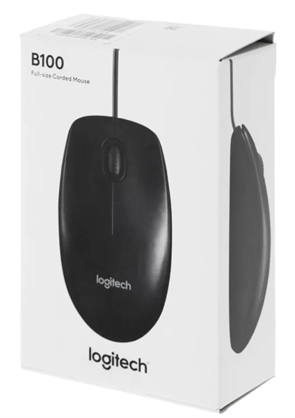 Мышь Logitech B100 Optical Mouse, USB, 1000dpi, Black, CN, [910-006605/910-003357]