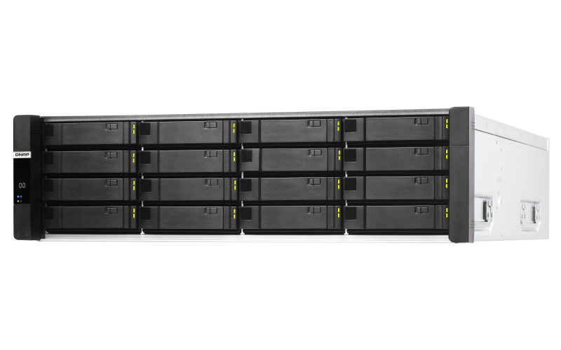Системы хранения данных QNAP ENTERPRISE 3U/16bay dual controller QC 2,2Ghz/64Gb(upto512Gb)/upto 128HDD with TL-R1620Sdc/SAS(3,5" 2,5")/4xUSB3.2/4xExpslot/6xGbE 8x10Gb(SFP+)/iSCSI/2xPS/rail incl/5YW ES1686dc-EU-RU