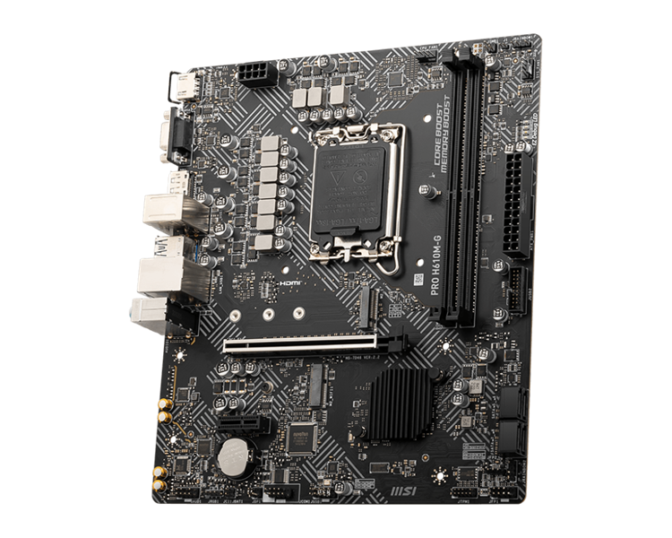 Материнская плата MSI PRO H610M-G DDR5 s1700,2DDR5,1PCI-Ex16,1PCI-Ex1,2M.2(KEY M+KEY E),4SATA, mATX, RTL
