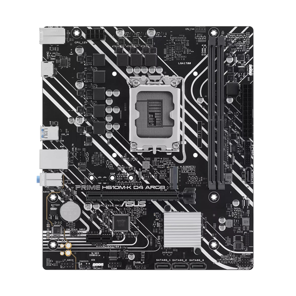 Материнская плата ASUS PRIME H610M-K D4 ARGB, LGA1700, H610, 2*DDR4, 4*SATA, 1*M.2, 2*USB 3.2, 4*USB 2.0, 1*PCIx16, 1*PCIx1, HDMI, mATX; 90MB1HN0-M0EAY0