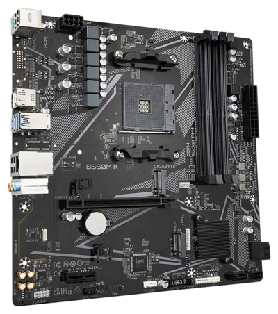 Материнская плата GIGABYTE B550M K, AM4, B550,  4*DDR4, 4*SATA, 2*M.2, 4*USB 3.2, 4*USB 2.0, 1*PCIx16, 1*PCIx1, HDMI+DP, mATX