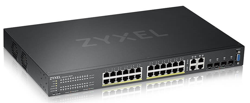 Коммутатор/ ZYXEL NebulaFlex Pro GS2220-28HP Hybrid L2 PoE+ switch , rack 19 ", 24xGE PoE+, 4xCombo (SFP / RJ-45), budget 375 W, standalone / cloud management