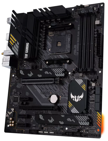 Материнская плата ASUS TUF GAMING B550-PLUS WIFI II,  Socket AM4, B550, 4*DDR4, HDMI+DP, CrossFireX, SATA3 + RAID, Audio, 2,5Gb LAN, USB 3.2*8, USB 2.0*6, COM*1 header (w/o cable) ATX ; 90MB19U0-M0EAY0