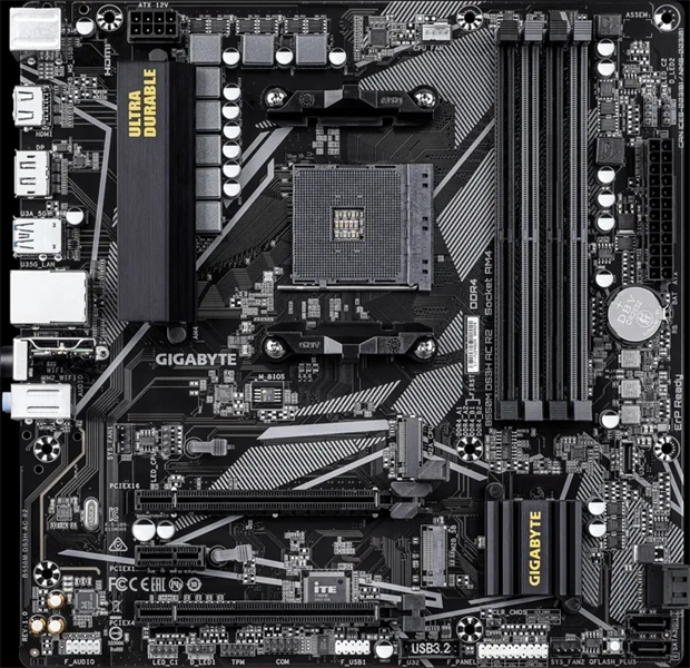 Материнская плата GIGABYTE B550M DS3H AC R2, AM4, B550, 4*DDR4, 4*SATA, 2*M.2, 4*USB 3.2, 2*USB 2.0, 2*PCIx16, 1*PCIx1, HDMI+DP, mATX