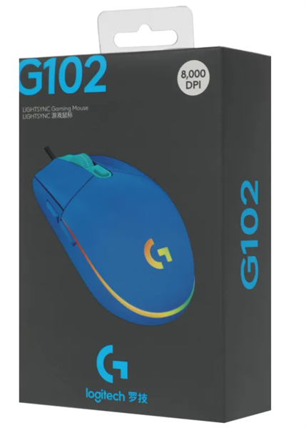 мышь Logitech Gaming Mouse G102 LIGHTSYNC, 8000dpi, Blue, CN, [910-005810]