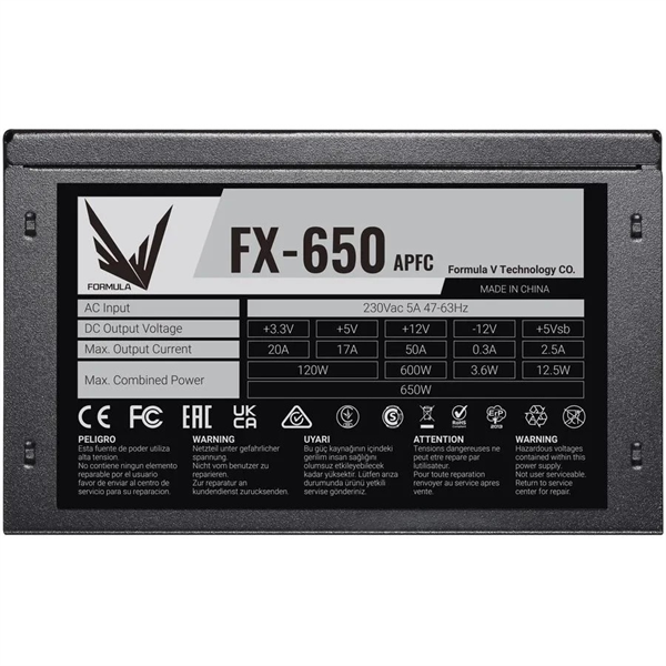 Блок питания Formula V Line FX-650, 650W, APFC, 12cm Fan