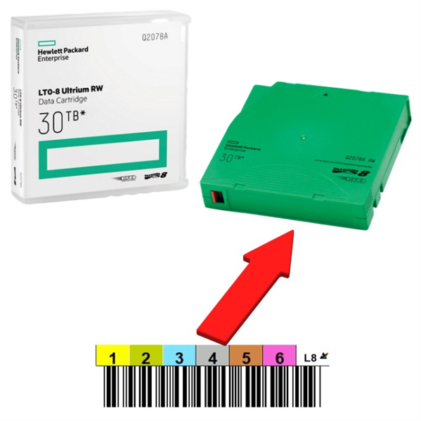 Набор наклеек HPE Ultrium8 30 Tb bar code label pack (100 data + 10 cleaning) for Q2078A (for libraries & autoloaders)