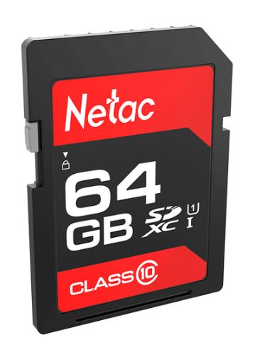 Карта памяти Netac - P600, SDXC, read speed 80Mb/s, UHS-I Class 1, Class 10, 64GB, NT02P600STN-064G-R