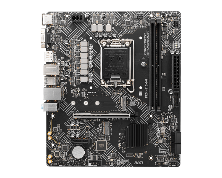 Материнская плата MSI PRO H610M-G DDR5 s1700,2DDR5,1PCI-Ex16,1PCI-Ex1,2M.2(KEY M+KEY E),4SATA, mATX, RTL