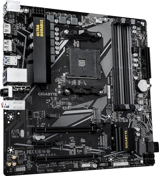 Материнская плата GIGABYTE B550M DS3H AC R2, AM4, B550, 4*DDR4, 4*SATA, 2*M.2, 4*USB 3.2, 2*USB 2.0, 2*PCIx16, 1*PCIx1, HDMI+DP, mATX