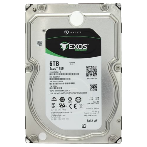 Жесткий диск Seagate Exos 7E8 HDD 3.5" SATA 6Tb, 7200 rpm, 256Mb buffer, ST6000NM021A, 512e/4Kn, 1 year, (analog ST6000NM0115) (следы установки)