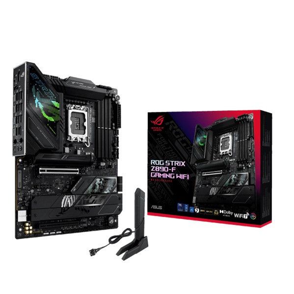 ASUS ROG STRIX Z890-F GAMING WIFI (Socket 1851,ATX, 4xDDR5(192GB), 1xPCIe 5.0x16/1xPCIe 4.0x16/1xLAN (2.5GbE), Wi-Fi, BT, 4xSATA 6Gb/s, 5xM.2, 2xThunderbolt 4 (USB-C), 2xType-C, 10xUSB 3.2, ATX)