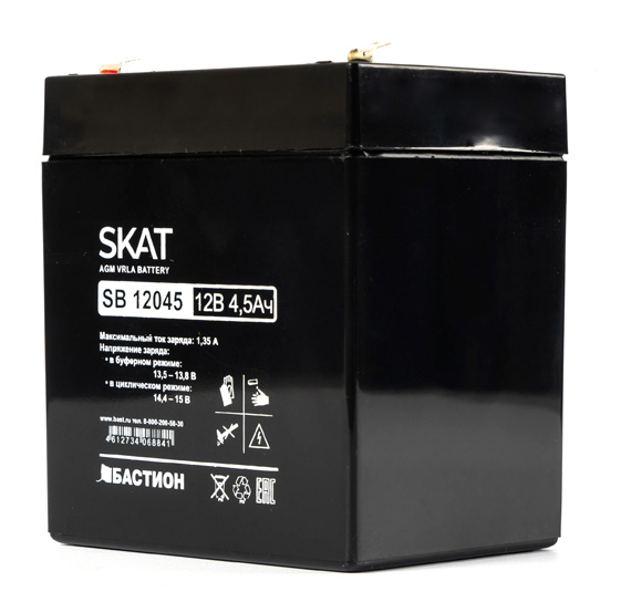  (2531) Бастион SKAT SB 12045 АКБ СК 12В/4,5Ач/1,35А/F1/Срок службы 6 лет/1,5 л.г