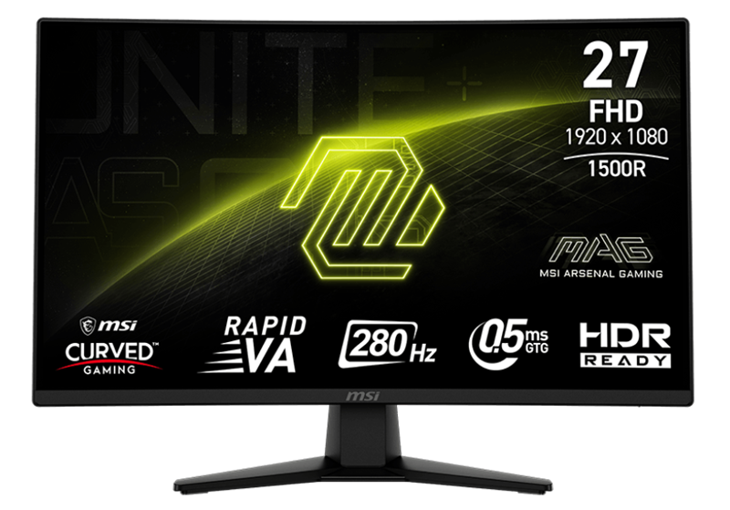Монитор MSI MAG 274CXF 27" 16:9 FHD(1920x1080) VA Curve 1500R,1ms(MPRT),4000:1,100M:1,300nit,178/178,2xHDMI 2.0,1xDP 1.2, Tilt,VESA,280HZ,Black,1y war-ty