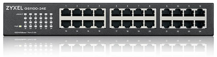 Коммутатор Zyxel GS1100-24E, 24xGE, rack 19", бесшумный (оторвана часть коробки.)