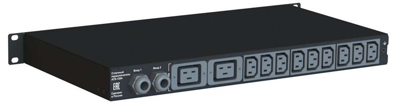 Автомат ввода резерва ELEMY ATS, 1U, 220B, 32A, Индикация: OLED-дисплей, Мониторинг: WEB, SNMP, Modbus-TCP, Вход (2)  IEC309 кабель 2.4м, Выход (2) C19 (9) C13