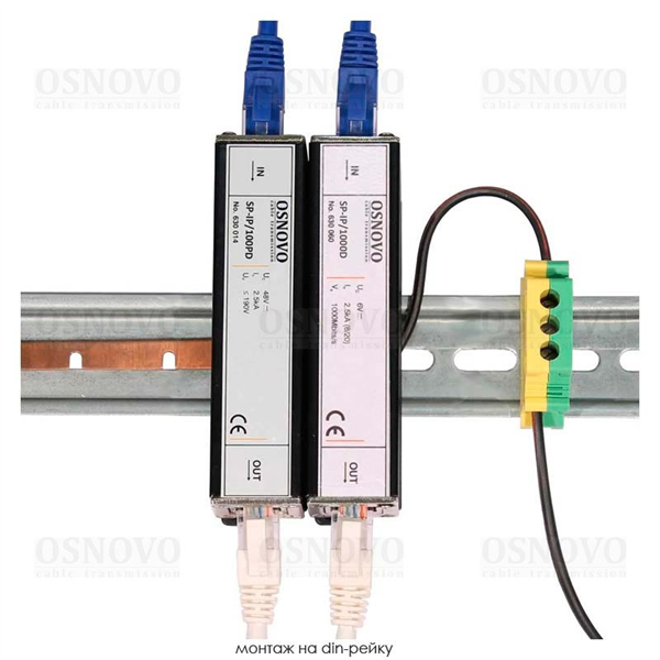 Устройство грозозащиты OSNOVO SP-IP/1000D Устройство грозозащиты для локальной вычислительной сети (скорость до 1000 Мб/с). Двухступенчатая защита. Максимальное длительное рабочее напряжение (Uс) DC6V. Номинальный ток разря