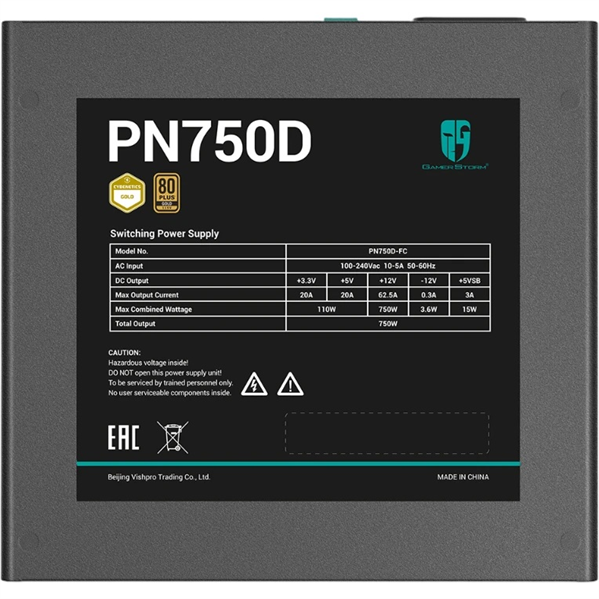 Блок питания Deepcool GAMERSTORM PN750D (ATX 3.1, 750W, PWM 120mm fan, Active PFC, 80+ GOLD, Gen5 PCIe) RET (R-PN750D-FC0B-WGEU-V2)