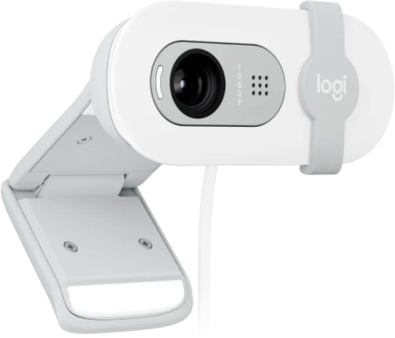 Веб-камера Logitech Brio 100 1920x1080, 30 кадр/с, USB Type-A, микрофон (шумоподавление), шторка приватности, автоосвещение, универсальное крепление белая