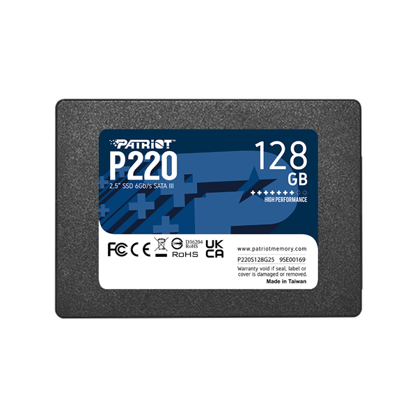 Твердотельный накопитель Patriot SSD P220 128GB SATA3 2.5" R550/W480 TBW 60TB 3D NAND