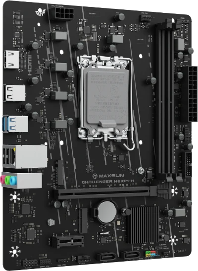Материнская плата MAXSUN MS-Challenger H610M-H V1, LGA1700, H610, 2*DDR4, 3*SATA3, M.2, 2*USB 3.2, 4*USB 2.0, 1*PCIEx16, 1*PCIEx1, HDMI,  mATX