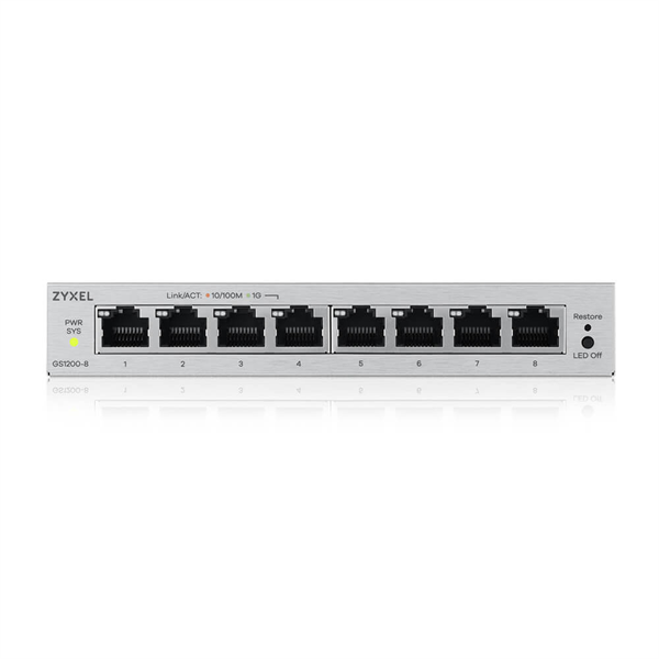 Коммутатор/ ZYXEL Web-managed Gigabit Switch Zyxel GS1200-8v3, 8xRJ-45: 1G, desktop, fanless