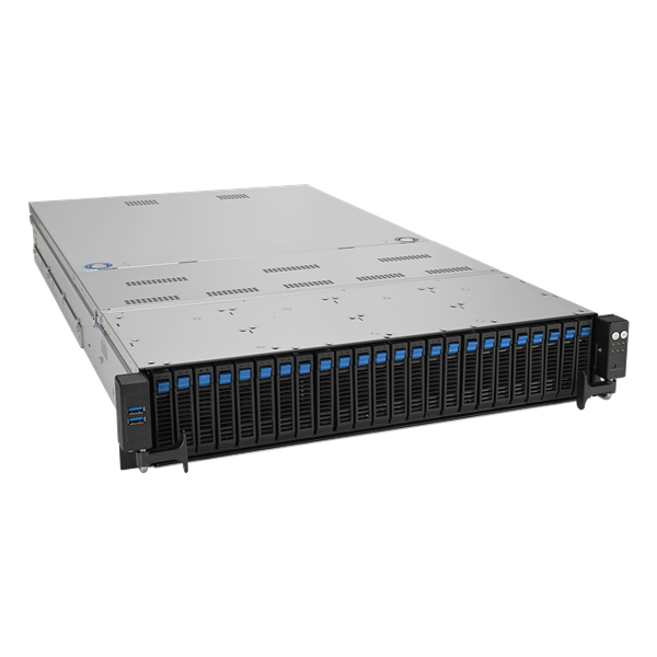 Сервер ASUS RS720-E11-RS24U 2U, 2xLGA4677, 32 DIMM DDR5, 24x 2.5"(12x NVMe+12x NVMe/SATA/SAS* hs), 2 x M.2 slot 2280, 2x10Gbe RJ45, 1 dual-slot GPU, 4 slots PCIe 5.0, 1x OCP 3.0, 2x2600W