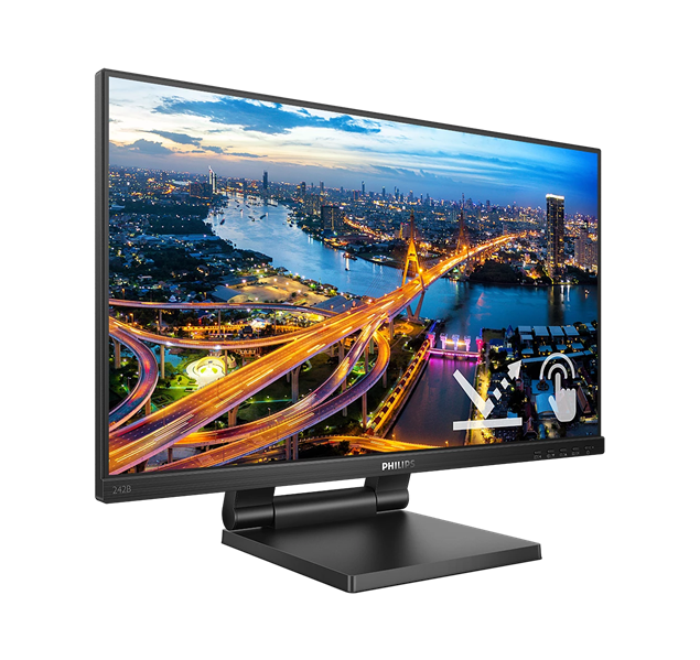 Монитор 23,8" Philips 242B1TC Touch 1920x1080 WLED 16:9 IPS 250cd, 4ms, 1000:1, 50M:1, 178°/178°, VGA, HDMI, DP, USB Hub: 3*USB3.2, Speakers, 75Hz, Tilt, Height, Internal, VESA, Black, 3y