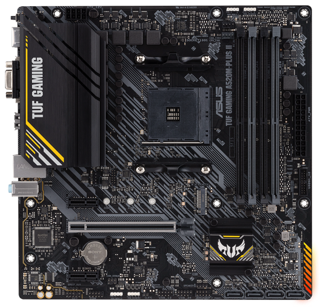 Материнская плата ASUS TUF GAMING A520M-PLUS II, Socket AM4, A520, 4*DDR4,  D-Sub+DP+HDMI, SATA3 + RAID, Audio, Gb LAN, USB 3.2*7, USB 2.0*5, COM*1 header (w/o cable), mATX ; 90MB14Y0-M0EAY0, 3 year