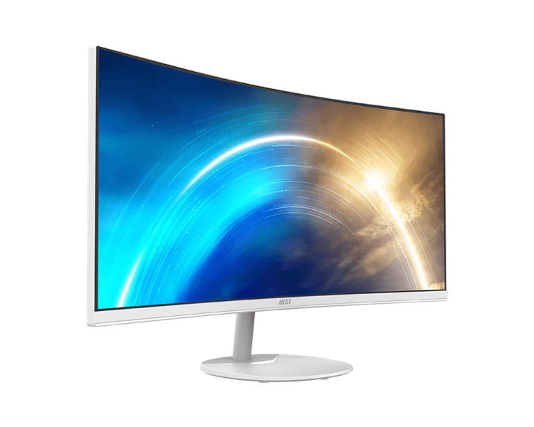 Монитор MSI PRO MP341CQW 34" 21:9 UWQHD(3440x1440) VA Curve1500R,1ms(MPRT),3000:1,100M:1,300nit,178/178,2xHDMI 2.0,DP 1.2,Tilt,Speaker,VESA,100Hz,White,1y war-ty
