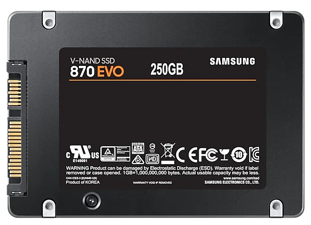 Твердотельный накопитель SSD Samsung 870 EVO MZ-77E1T0BW 1TB 2.5" Client SATA 6Gb/s, 560/530, MTBF 1.5M, 3D V-NAND TLC, 1024MB, 600TBW, 0,33DWPD, RTL {10}, (527456)