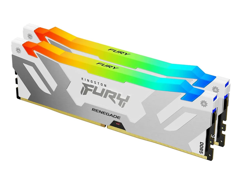 Оперативная память Kingston Fury Renegade, DDR5, 32Gb (2x16Gb), 8000MHz, CL38, DIMM, радиатор, RGB, белый