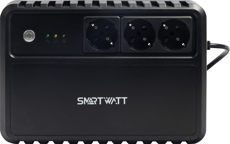 Источник бесперебойного питания SmartWatt ИБП линейно-интерактивный, мощность 600/360 ВА/Вт, напольный, LED индикация, Shuko CEE7/4 - 3 шт. (3703020260003)