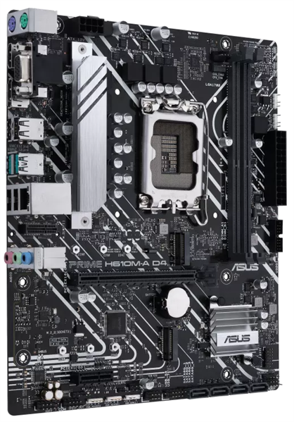 Материнская плата Asus - PRIME H610M-A D4-CSM, mATX, Intel H610, 1xLGA 1700, 2xDDR4 до 64ГБ, 1x1GbE, audio, M.2, VGA, HDMI, DP, 2xPS/2, 4xSATA, 4xUSB2.0, 2xUSB3.2, PRIME H610M-A D4-CSM