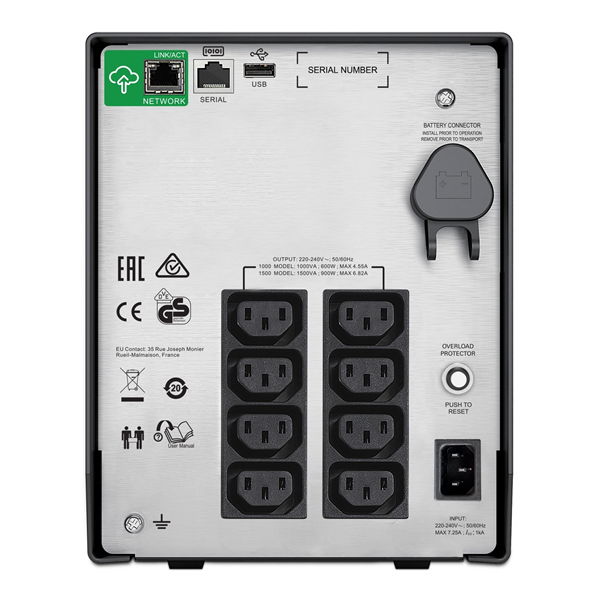 Источник бесперебойного питания APC Smart-UPS C 1000VA/600W, 230V, Line-Interactive, LCD, Out: 8xC13, 1 year warranty (замена SMC1000I)