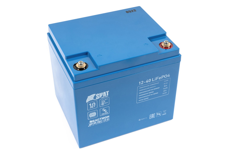  (649) Бастион Skat i-Battery 12-40 LiFePO4 АКБ LI-ION 12В/40 Ач/T7-М6/-20°C- +60°C/IFR 32700/4S7P/Срок службы 10 лет/5 л.г
